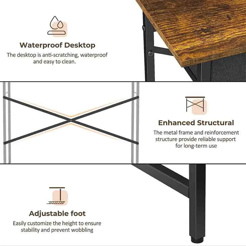 Yoobure 37.2 Inch Small Writing Desk with 3 Drawers