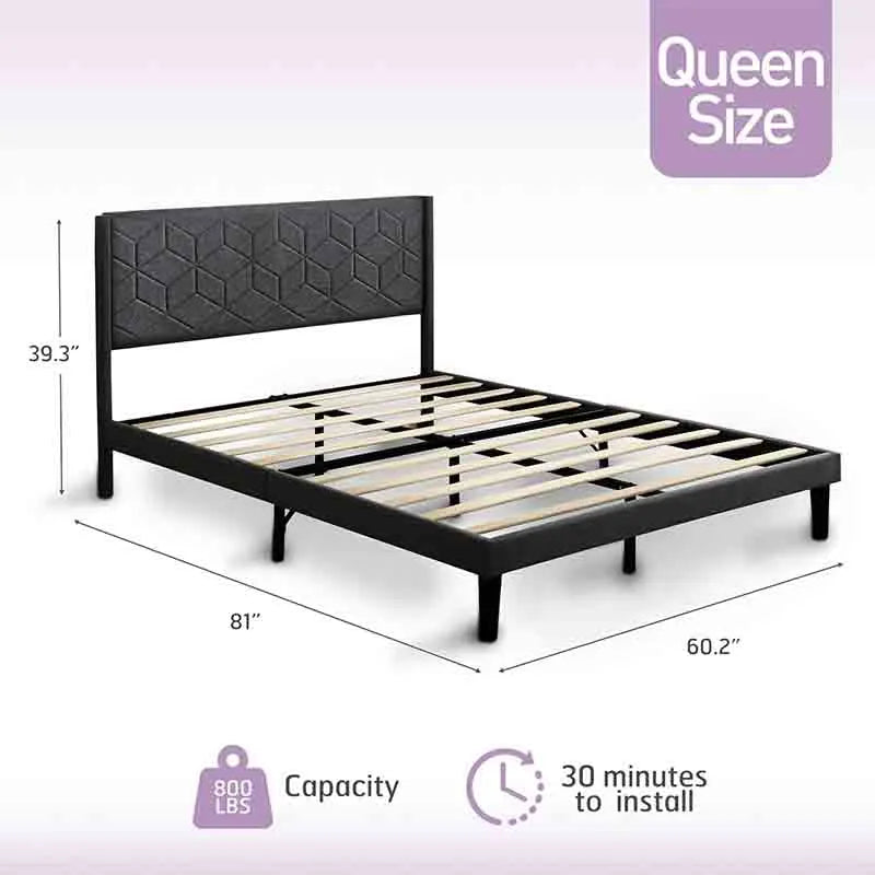 Yoobure Bed Frame with Fabric Upholstered Headboard