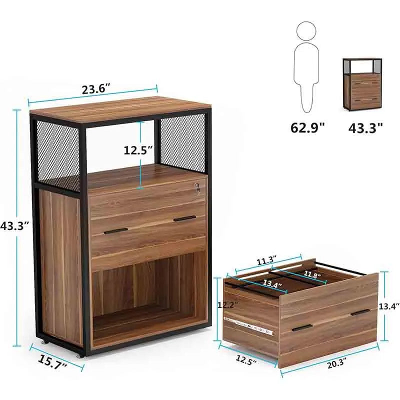 Yoobure 2 Drawer Lateral File Cabinet Large Printer Stand