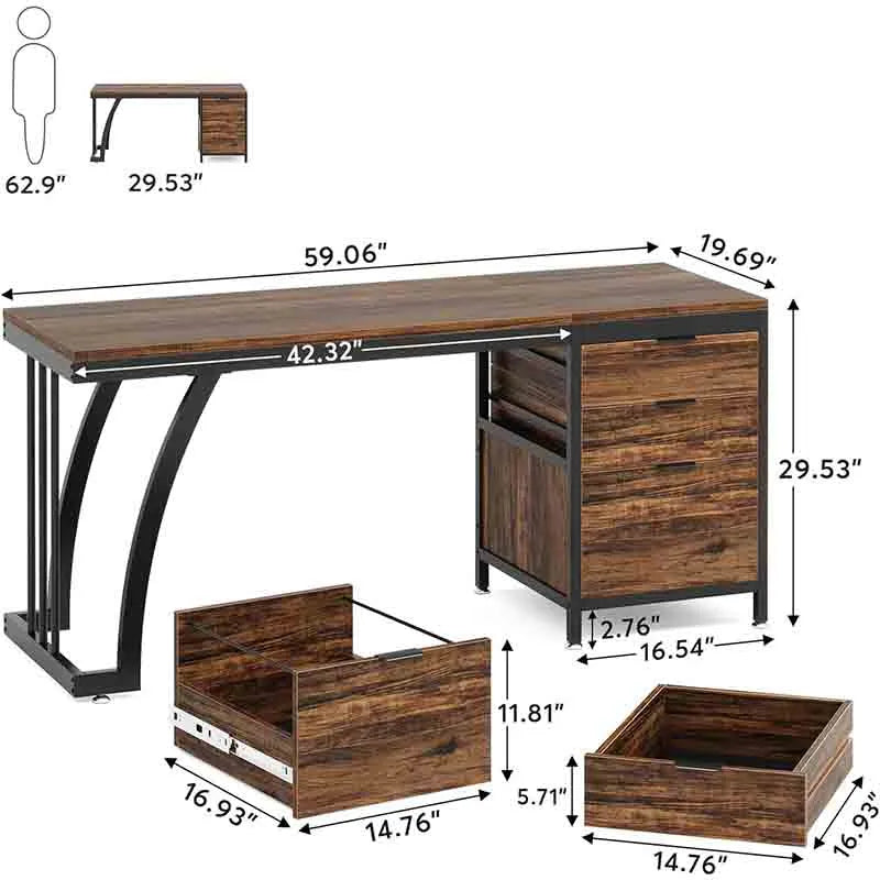 Yoobure 59-Inch PC Desk with Reversible Drawers