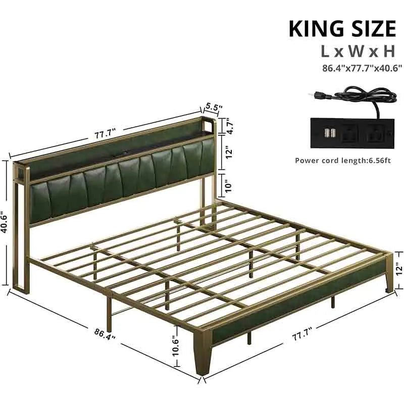 Yoobure King Bed Frame with Storage Headboard, Noise Free