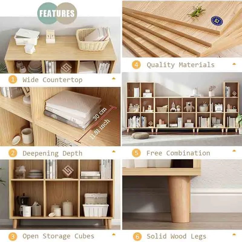 Yoobure Open Cube Low Bookcase Freestanding Display Cabinet