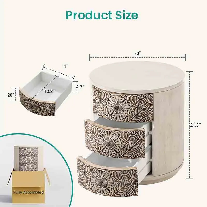 Yoobure End Table Living Room Small Side Table w 3 Drawers