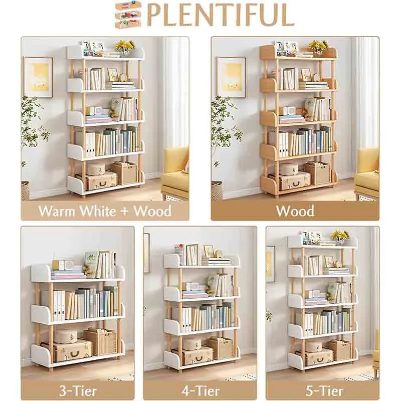Yoobure 4-Tier Wooden Open Bookcase