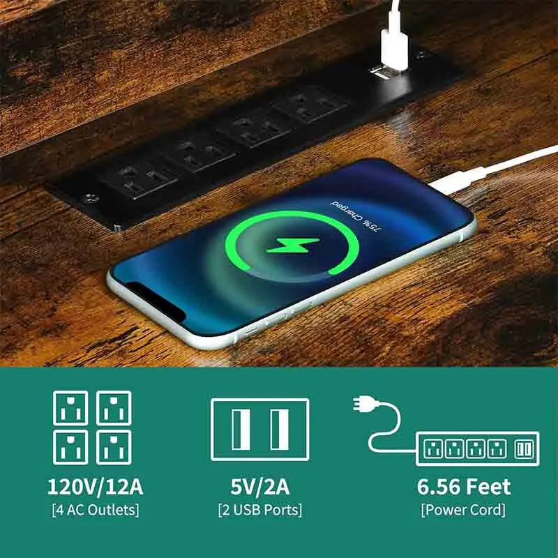 Yoobure 60" Corner Computer Desk with Power Outlets & Lift Top