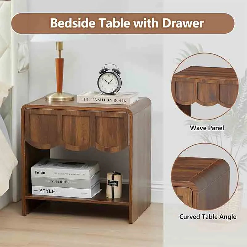 Yoobure Night Stand Set of 2 Farmhouse Wood Nightstand