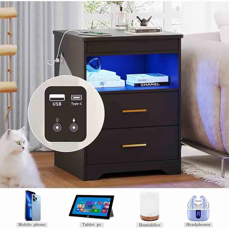 Yoobure Night Stand with USB & Type-C Port