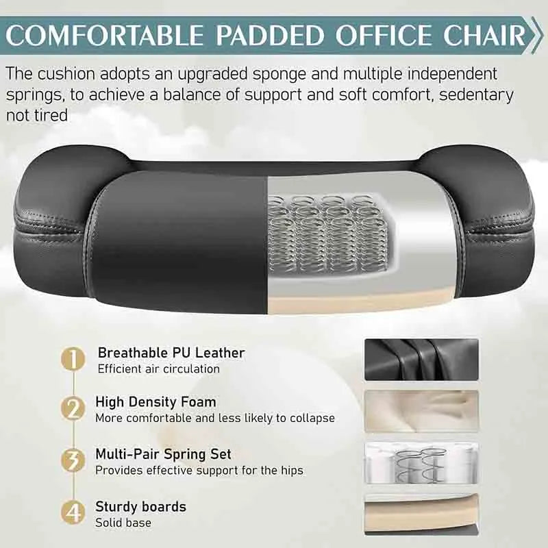Yoobure Leather Office Chair, PU Home Computer Desk Chairs
