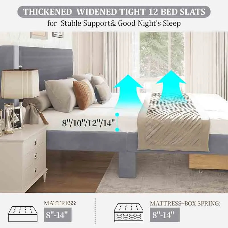 Yoobure Queen Bed Frame with Storage, Wood Bed Frame