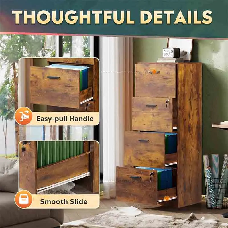 Yoobure 4 Drawer File Cabinet with Lock, Filing Cabinet