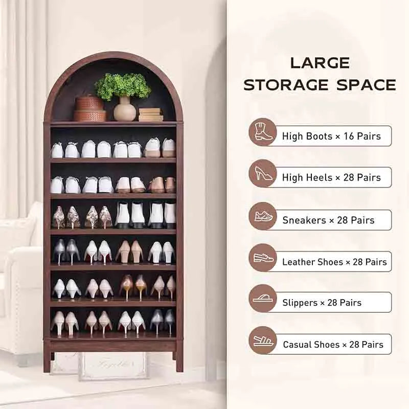 Yoobure Arched Bookshelf 7 Tiers Bookcase with Storage