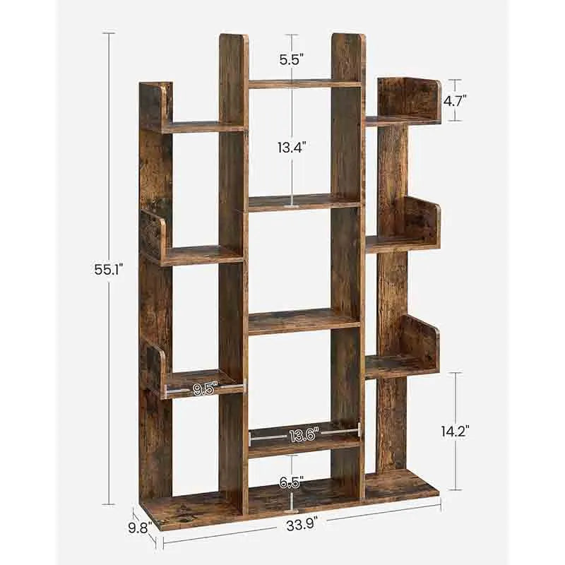 Yoobure Tree-Shaped Bookcase with 13 Storage Shelves