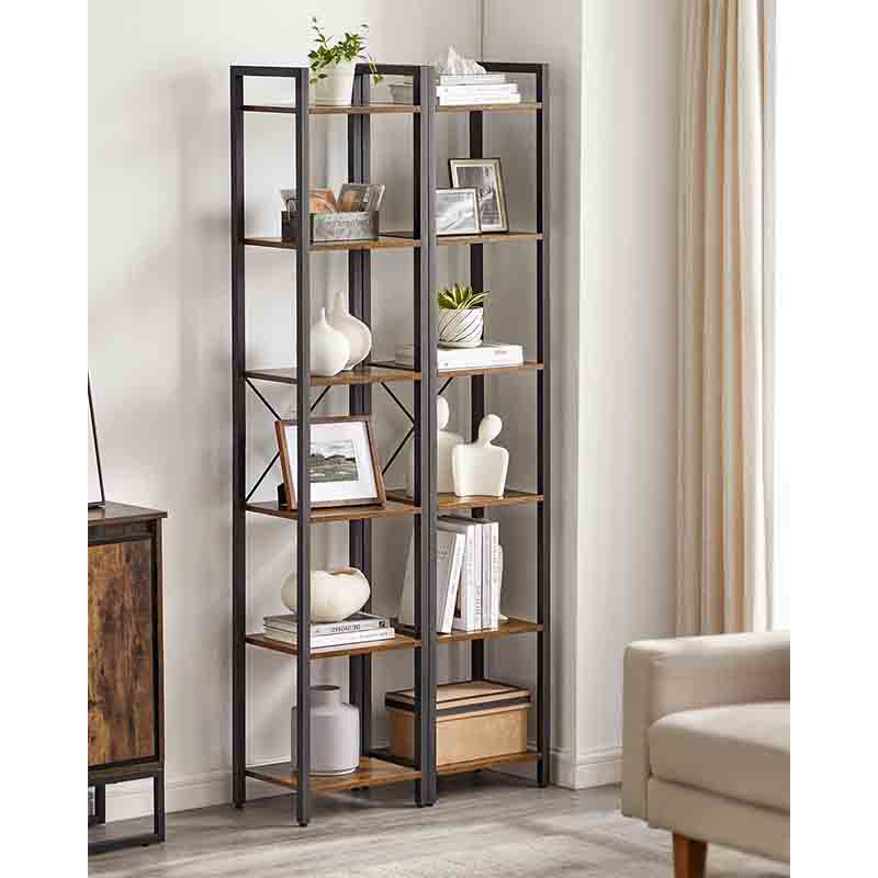 Yoobure 6-Tier Tall Bookshelf with Steel Frame