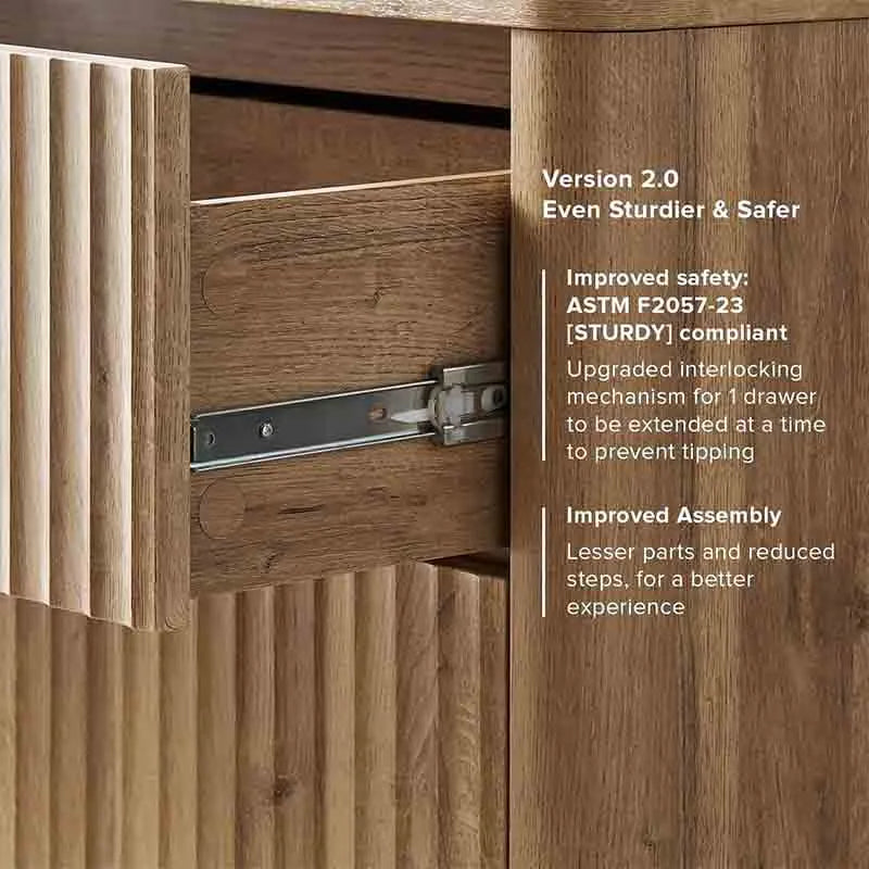 Yoobure 3 Drawer Dresser Wood Tall Nightstand