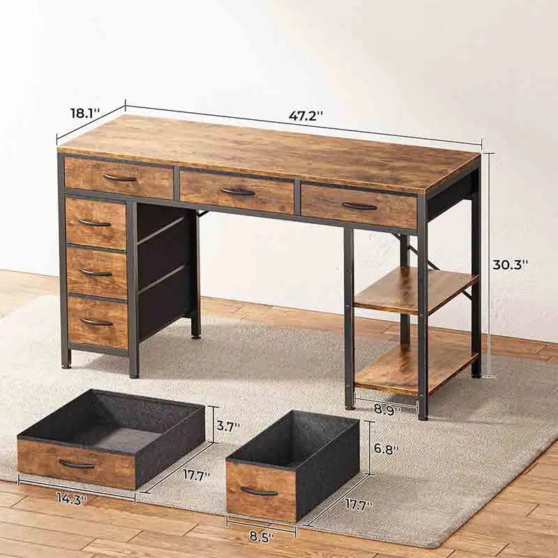 Yoobure 47 Inch Computer Desk with 6 Drawers
