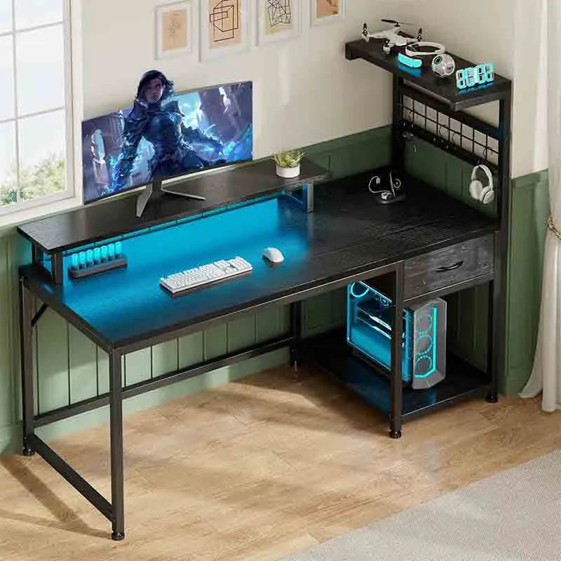 47" Office Desk with Power Outlets and Led Lights
