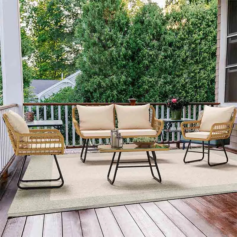 Yoobure 4-Piece Patio Furniture Wicker Outdoor Bistro Set