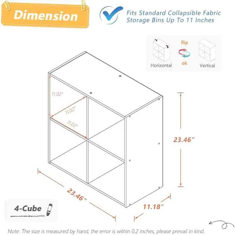 Yoobure 4 Cube Organizer Bookcase Fabric Storage Bins