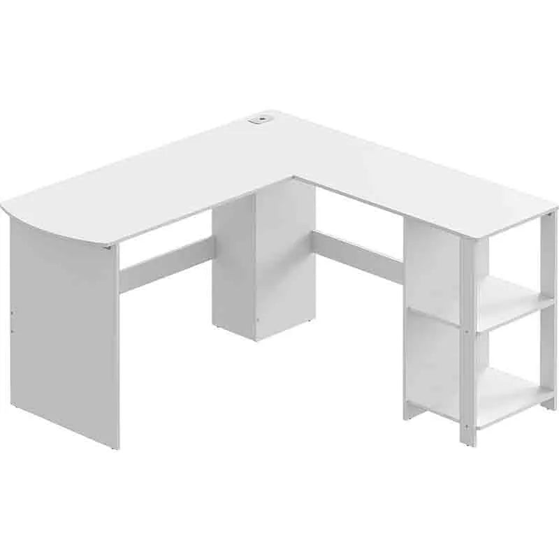L-Shaped Home Office Wood Corner Desk, White