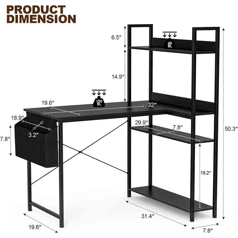 Yoobure 40 Inch L Shaped Desk with Reversible Storage Shelves, Black