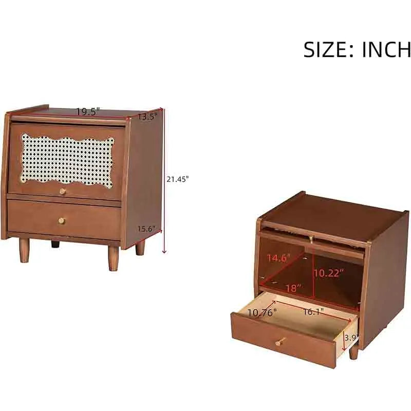 Yoobure Small 1 Drawer Dresser Rattan Nightstand