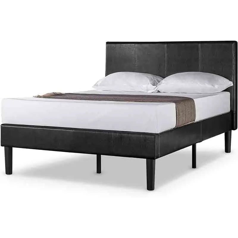 Yoobure Leather Upholstered Platform Bed Frame, Wood Slat