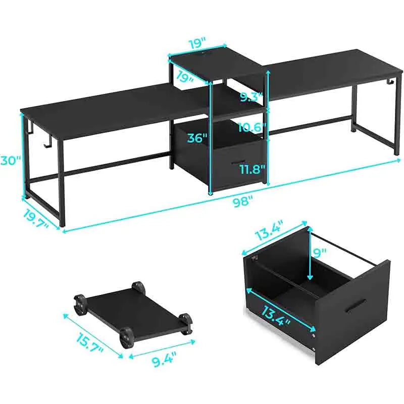Yoobure 98" 2 Person Office Desk