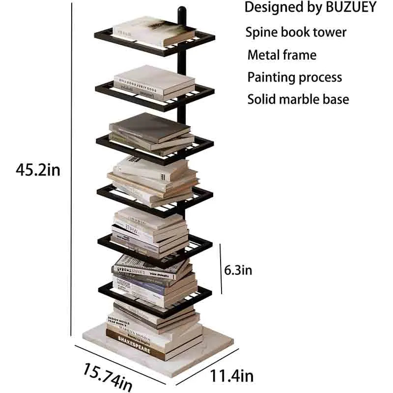 Yoobure 6-Tier Vertical Bookshelf with Marble Base