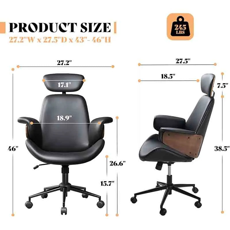 Yoobure Home Office Chair with Wheels and Bentwood Arms