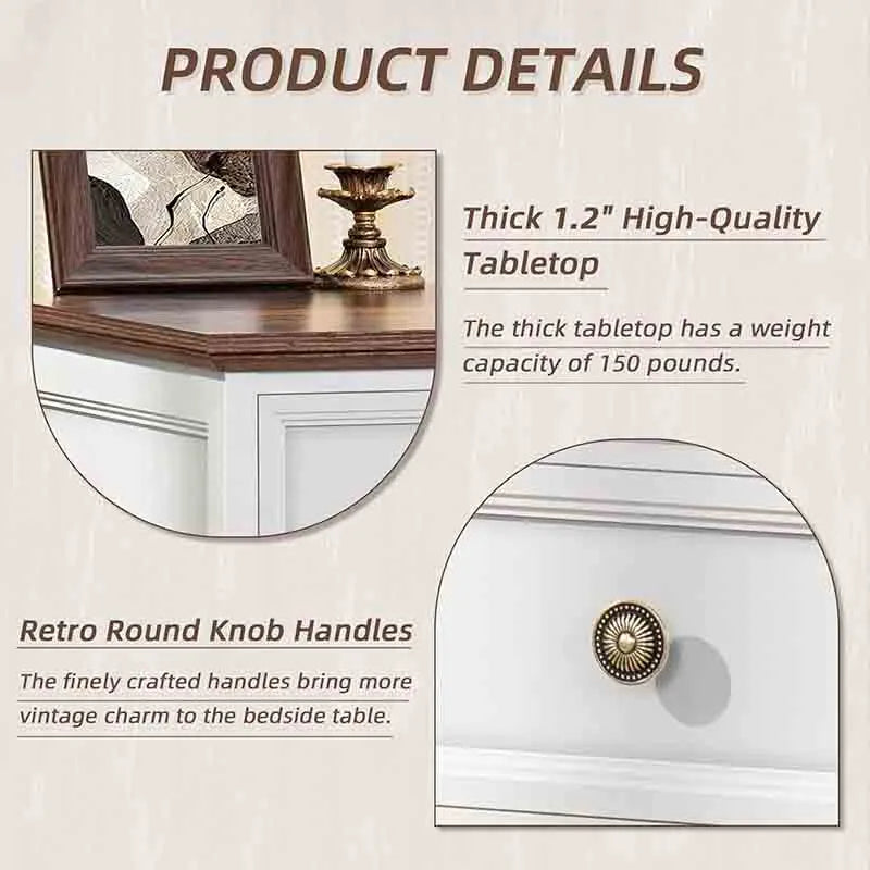 Yoobure 24" Wide Farmhouse Night Stand,Large End Table