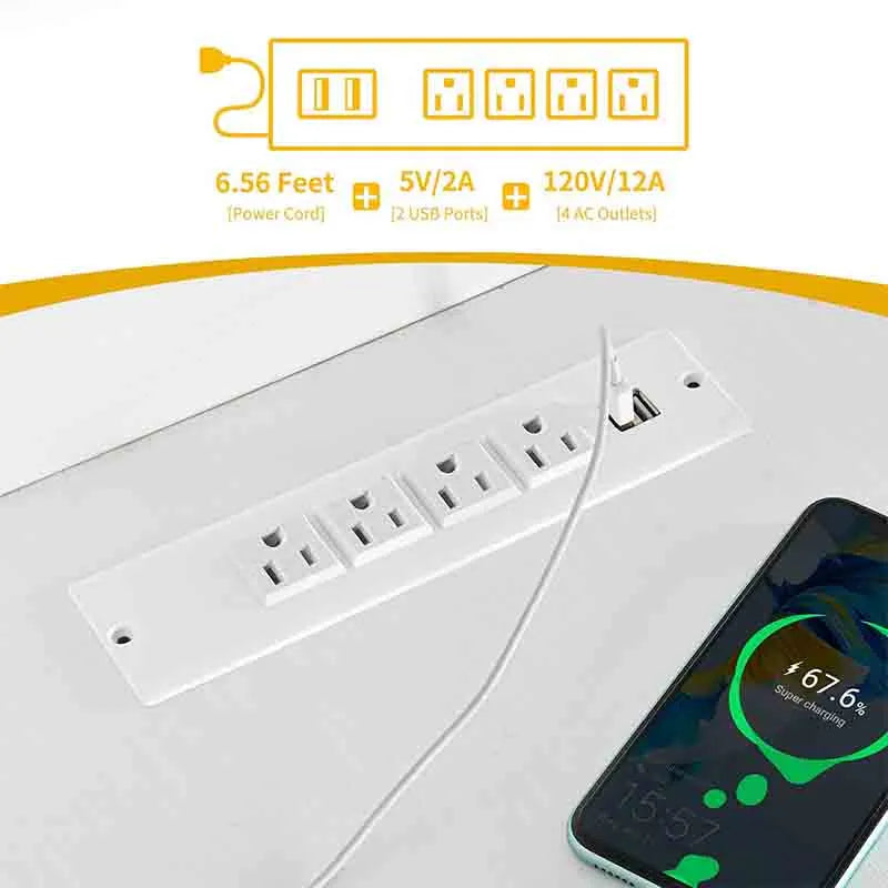 Yoobure 55" Corner Computer Desk with Bookshelf & Power Outlets