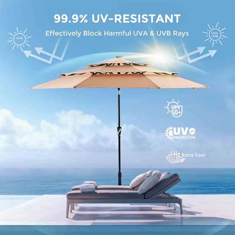 Yoobure 9FT Patio Umbrella Vented Market Table Umbrella