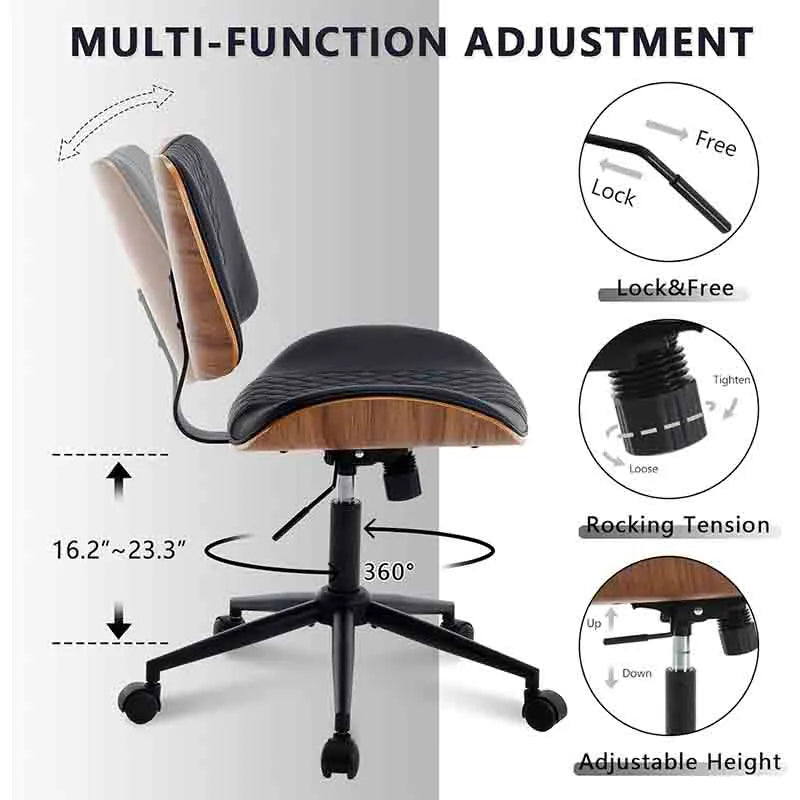 Yoobure Office Chair No Arms, Adjustable Height Desk Chair