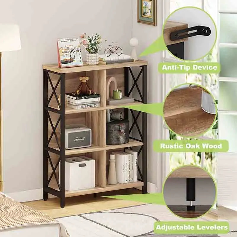 Yoobure Rustic 6 Cube Storage Organizer Book Shelf