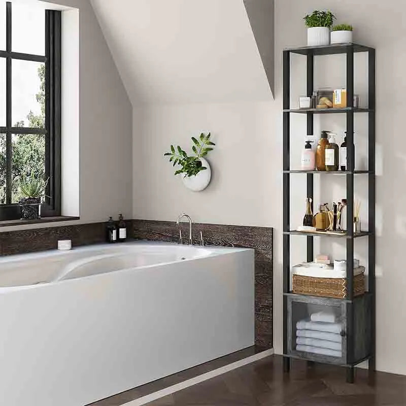 Yoobure 6 Tier Bookcase and Bookshelf, Narrow Book Shelf