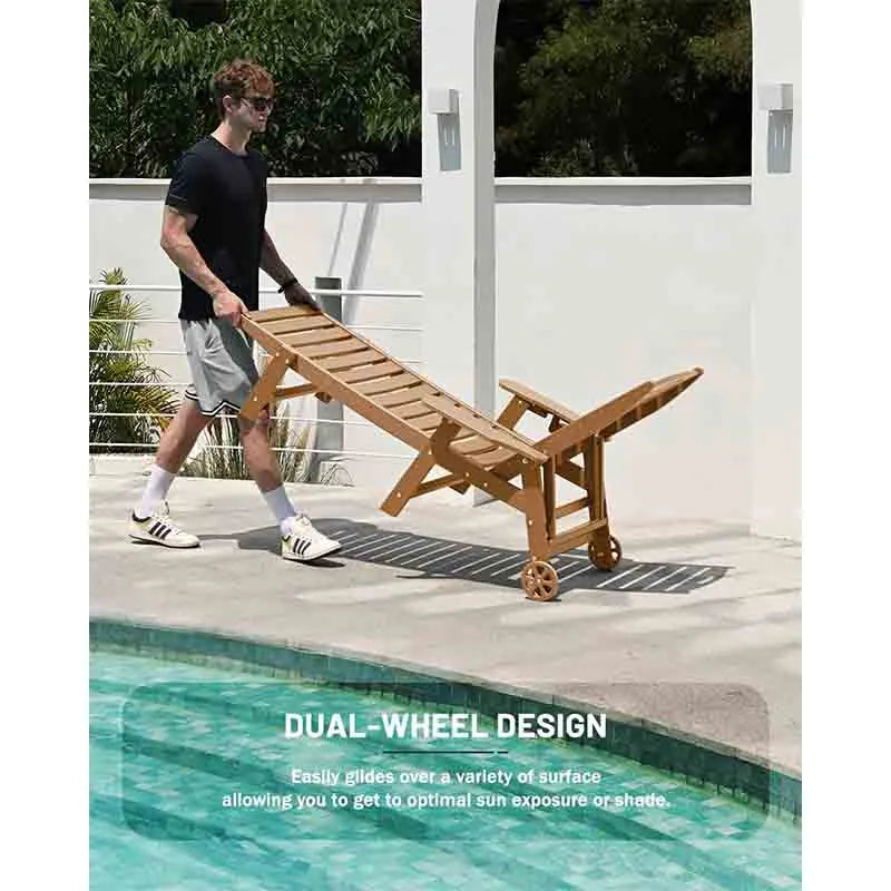 Yoobure Lounge Chair Outdoor, Patio Lounge Chair with Wheel