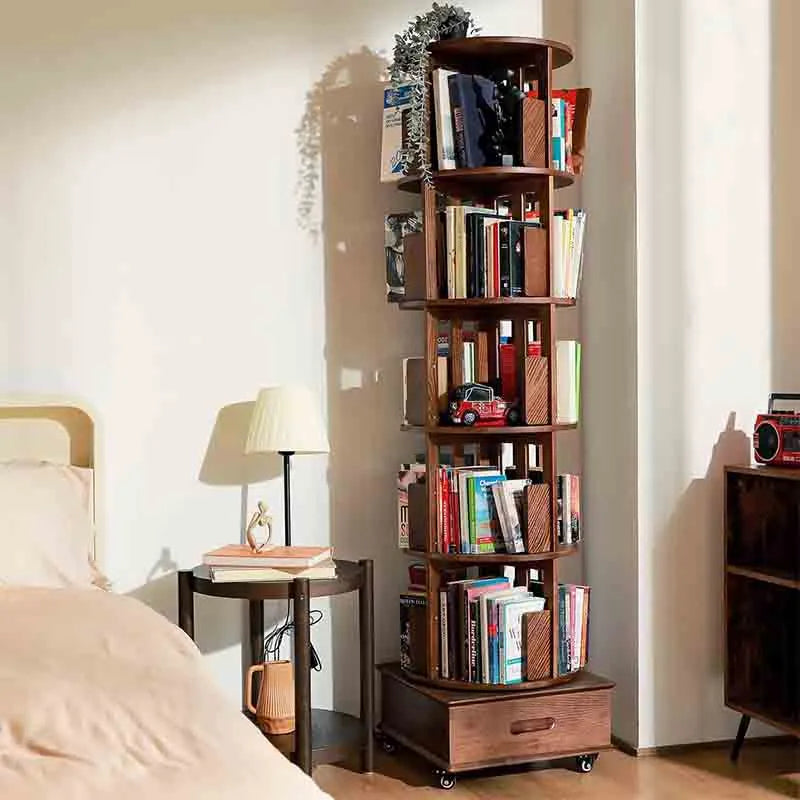 Yoobure Solid Wood Rotating Bookshelf 360° Display Bookcase