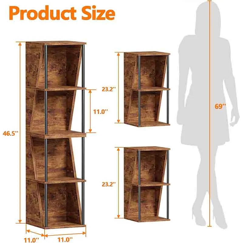 Yoobure 5 Tier Bookshelf, Small 3 Tier Bookcase Set of 2