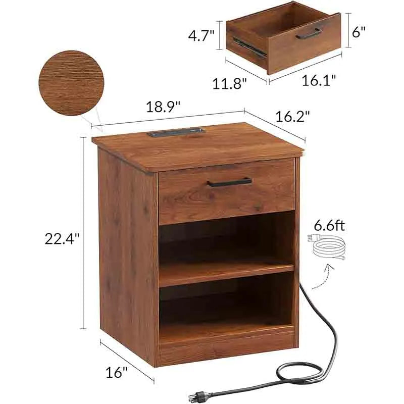 Yoobure Side Table with Fast Charging Station Bedside Table