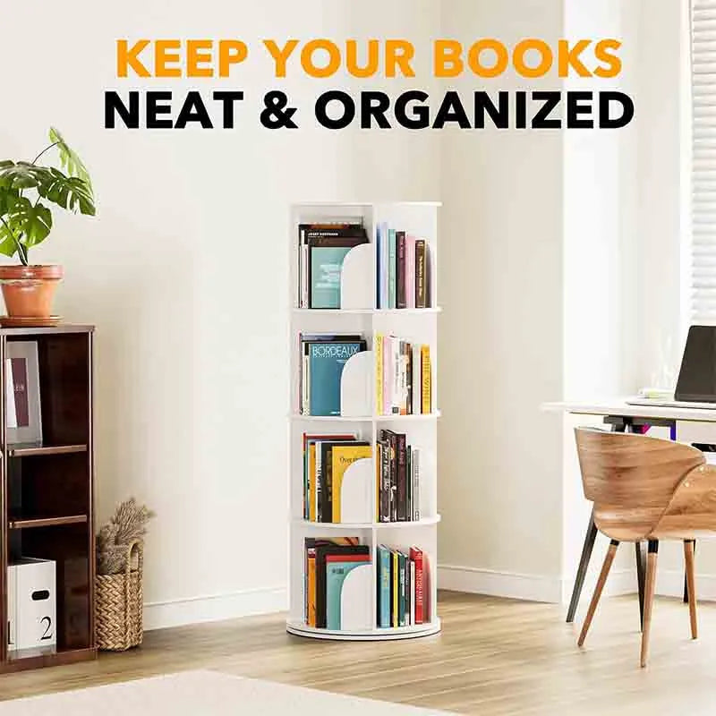 Yoobure 4 Tier Rotating Bookshelf Tower