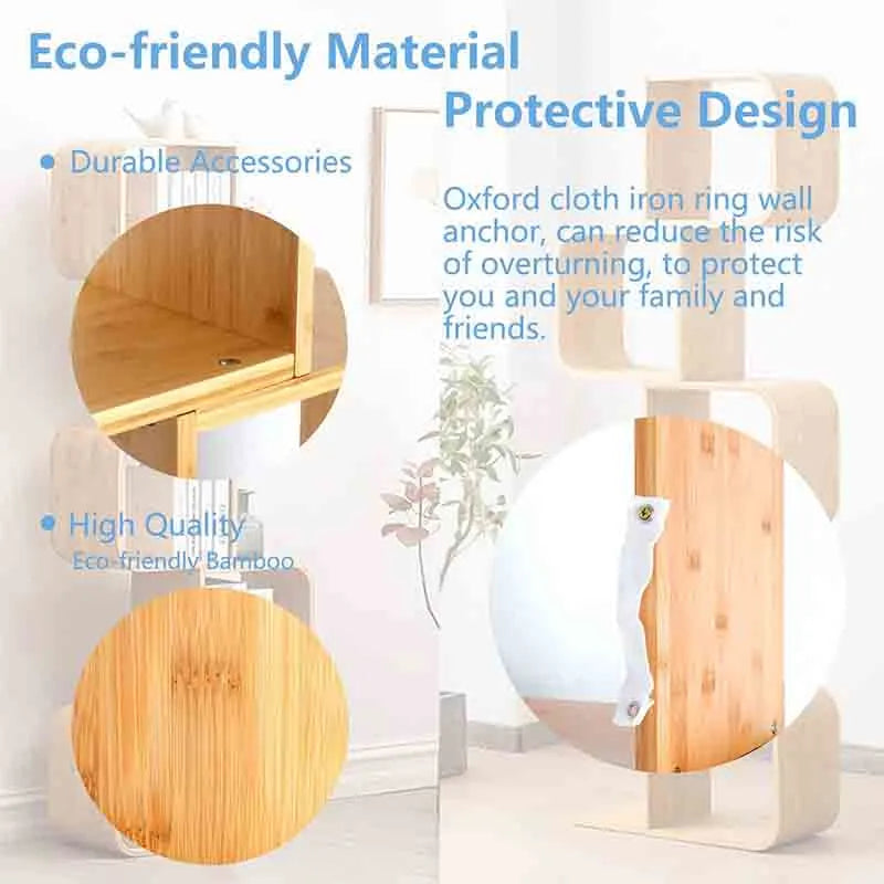 Yoobure 5-Tier S-Shaped Geometric Modern Bamboo Bookshelf