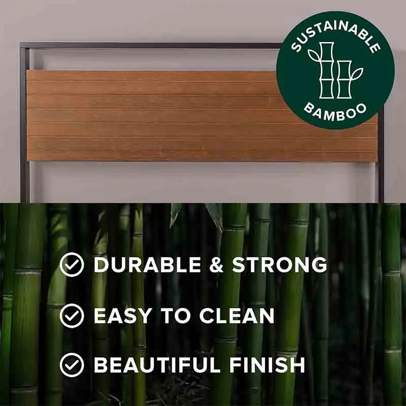 Yoobure 37 Inch Bamboo and Metal Platform Bed Frame