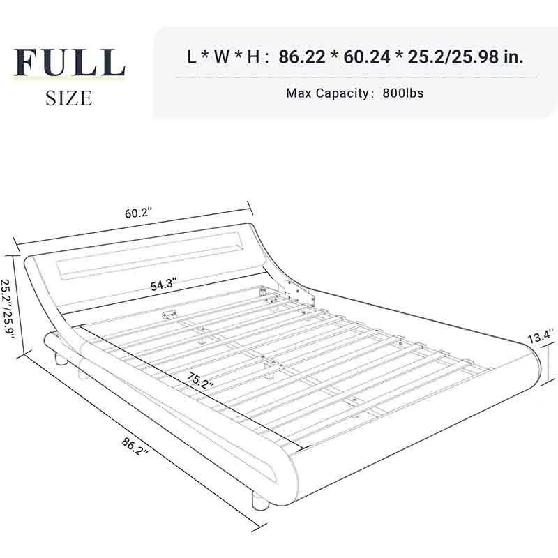 Yoobure Full Size LED Platform Bed Frame with Headboard