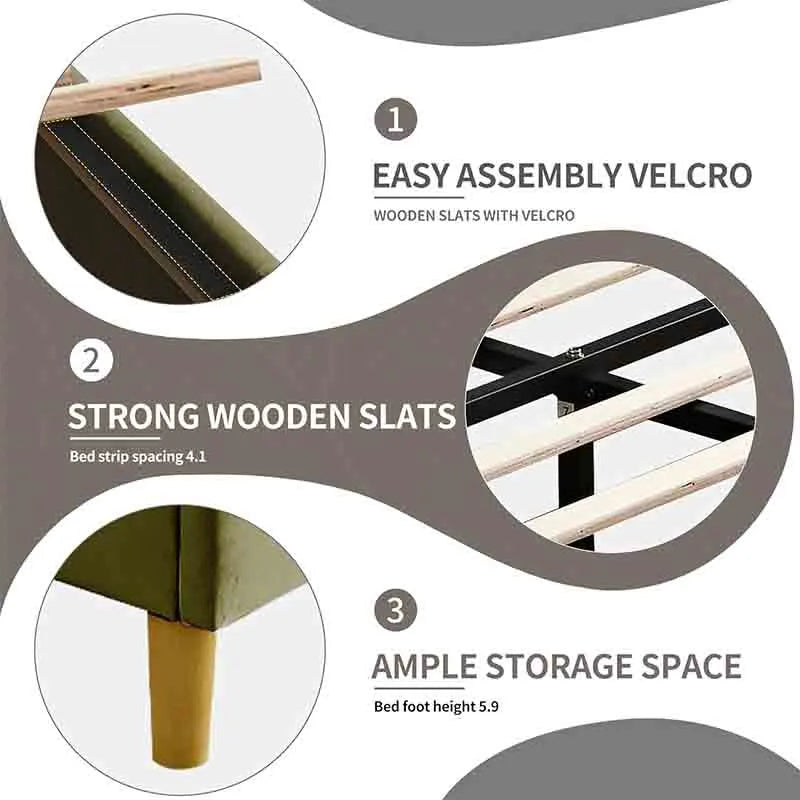 Yoobure Twin Bed Frame Modern Double-Wing Design headboard