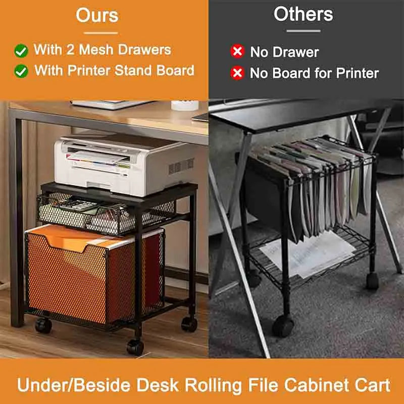Yoobure Rolling File Cabinet Cart, Printer Stand with Drawer
