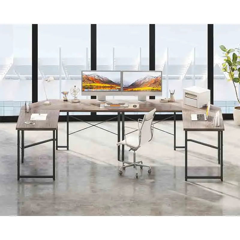 Yoobure Corner Desk Gaming Table for Home Office, Grey Oak