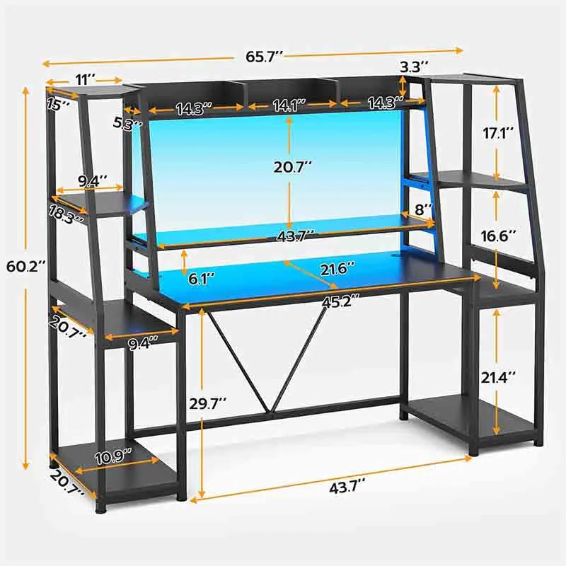 Yoobure Gaming Desk with LED Lights and Hutch