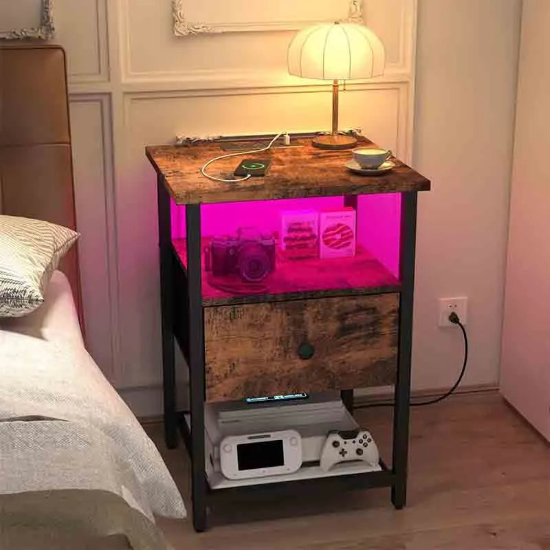 Yoobure LED Nightstands Set of 2 with Charging Station