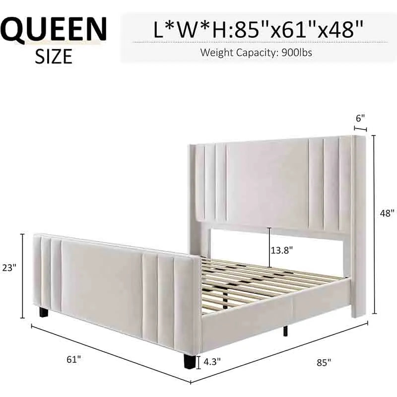 Yoobure Upholstered Platform Bed with Tufted Headboard