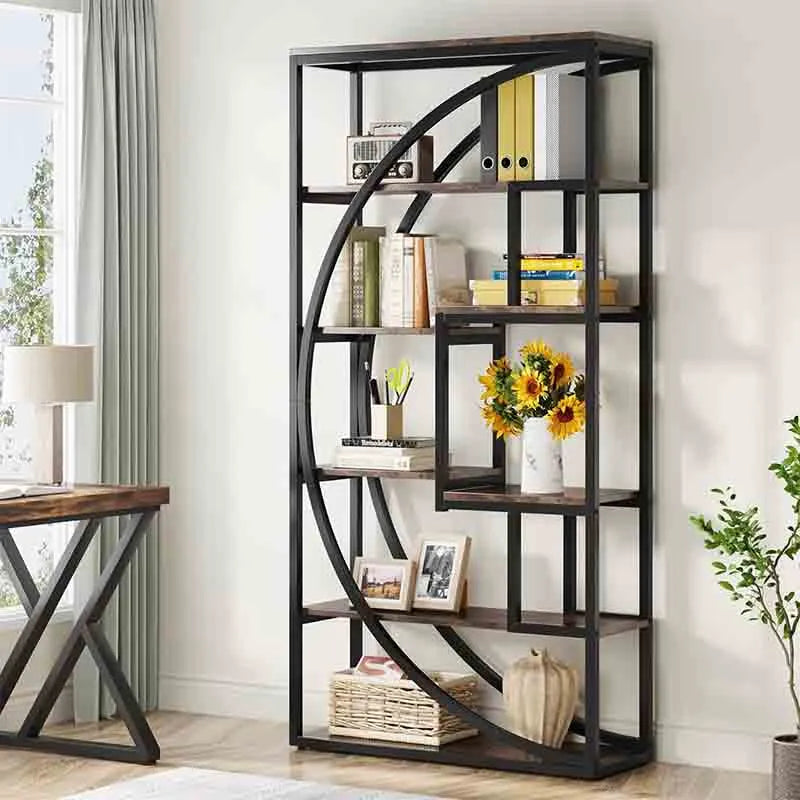 Yoobure Bookshelf Industrial 5 Tier Bookcase Tall Bookshelf